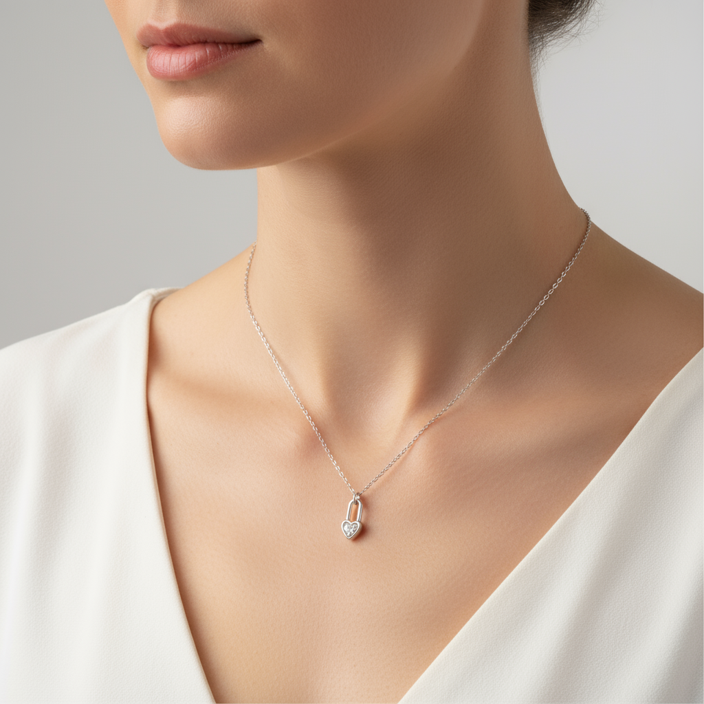 Yura – Collier Pendentif Cœur Serrure