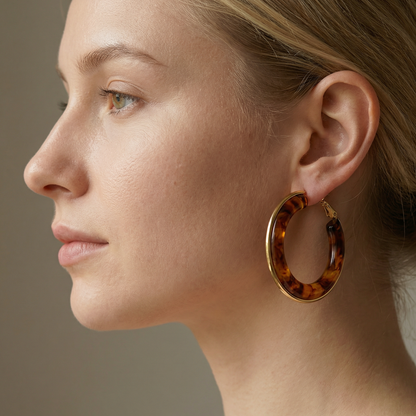 Oreilia – Boucles d'Oreilles Créoles Écaille de Tortue