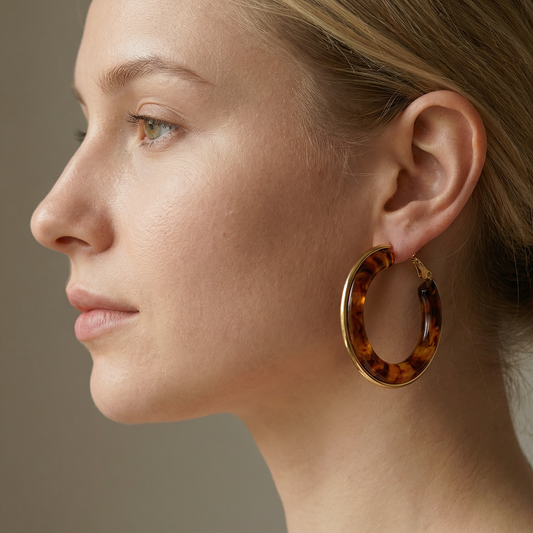 Oreilia – Boucles d'Oreilles Créoles Écaille de Tortue