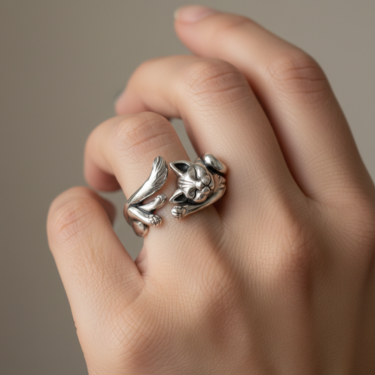 Minette – Bague Chaton en Alliage Chic