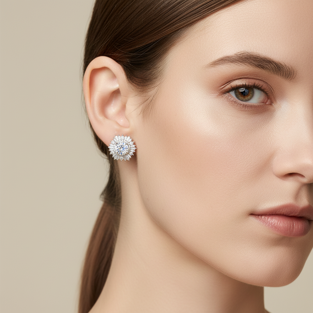 Yani – Boucles d'Oreilles Flocon de Neige en Zircon