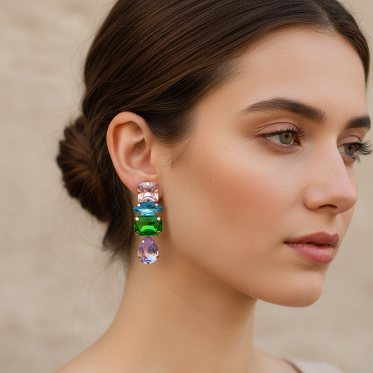 Iliana – Boucles d'Oreilles Pendantes Multi-Strass