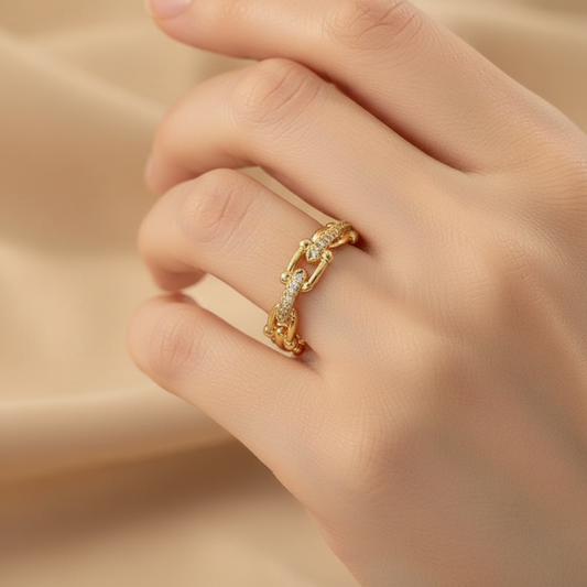 Virella – Bague Chaîne Ajourée Ouverte Ajustable