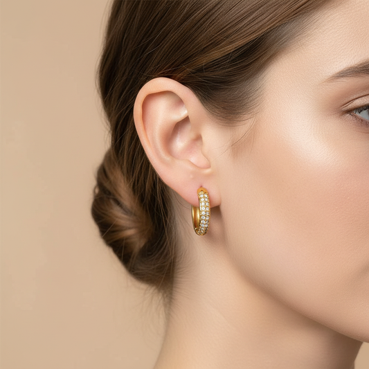 Nova – Boucles d’Oreilles Cercle Zircon Diamant Luxe Léger