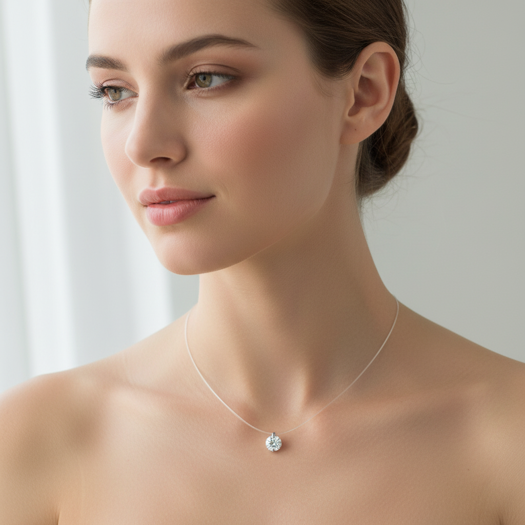 Kyla – Collier en Argent Sterling 925 avec Fil Invisible