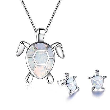 Tricia – Parure Tortue en Argent & Opale