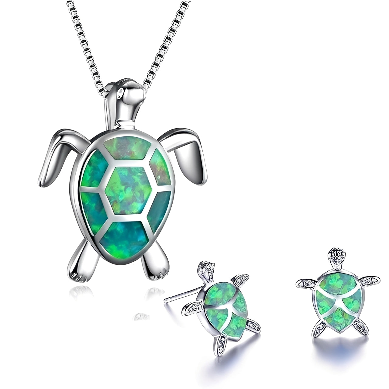 Tricia – Parure Tortue en Argent & Opale