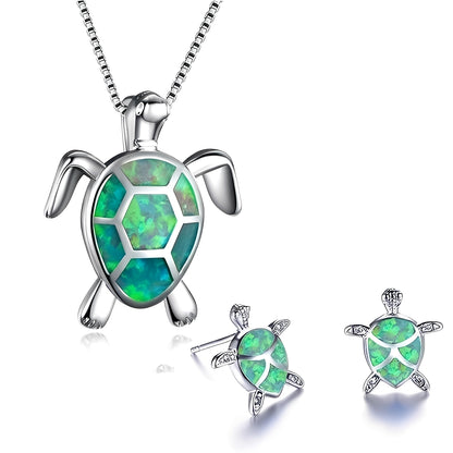 Tricia – Parure Tortue en Argent & Opale