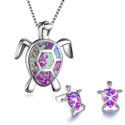 Tricia – Parure Tortue en Argent & Opale