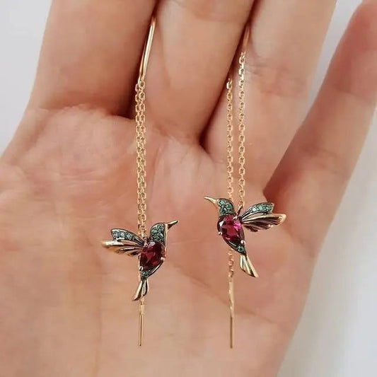 Ismeria – Boucles d'oreilles colibri avec émail et zirconia
