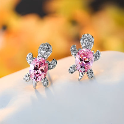 Talia – Boucles d'Oreilles Tortue de Mer en Argent et Cubic Zirconia
