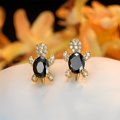 Talia – Boucles d'Oreilles Tortue de Mer en Argent et Cubic Zirconia