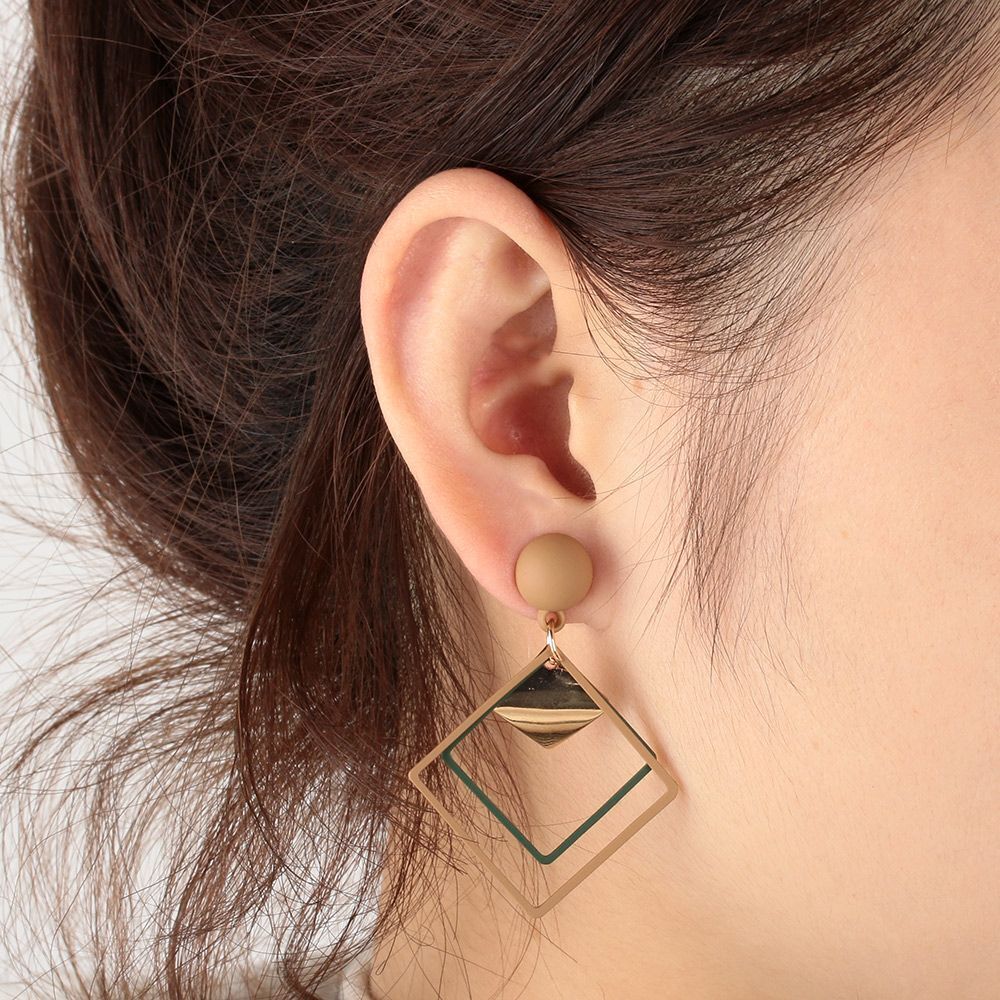 Géométriques Boucles d'Oreilles en Forme de Goutte - Boucles d'Oreilles Carrées Creuses