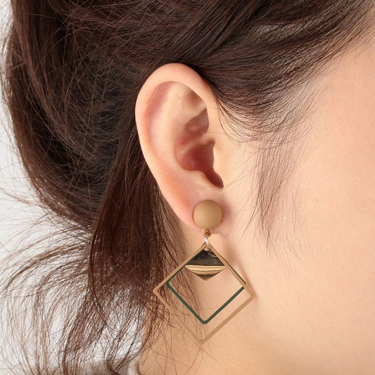 Géométriques Boucles d'Oreilles en Forme de Goutte - Boucles d'Oreilles Carrées Creuses