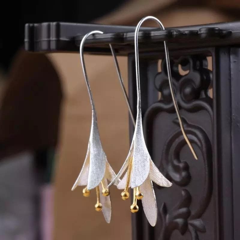 Boucles d'oreilles Jasmin en Argent à Crochets