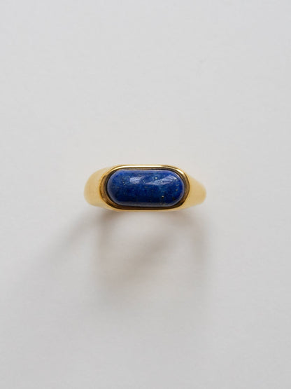 Aria - Bague en or lisse avec pierre bleue