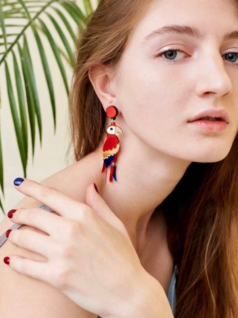 Yeganeh - Boucles d'oreilles Perroquet en Acrylique Organique