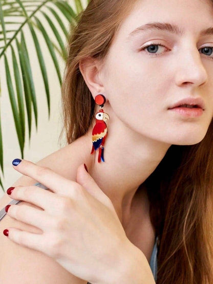 Yeganeh - Boucles d'oreilles Perroquet en Acrylique Organique