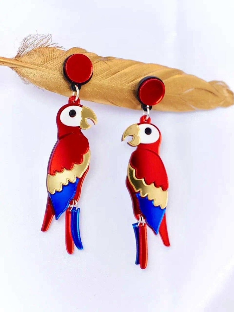 Yeganeh - Boucles d'oreilles Perroquet en Acrylique Organique