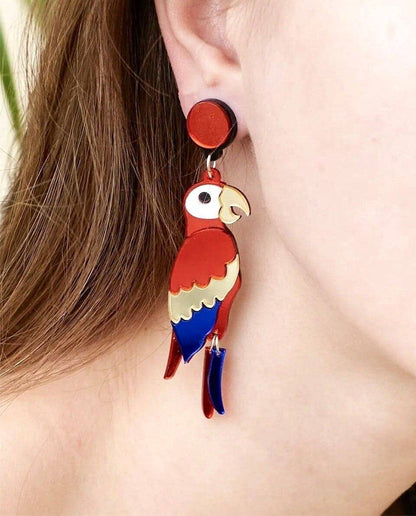 Yeganeh - Boucles d'oreilles Perroquet en Acrylique Organique