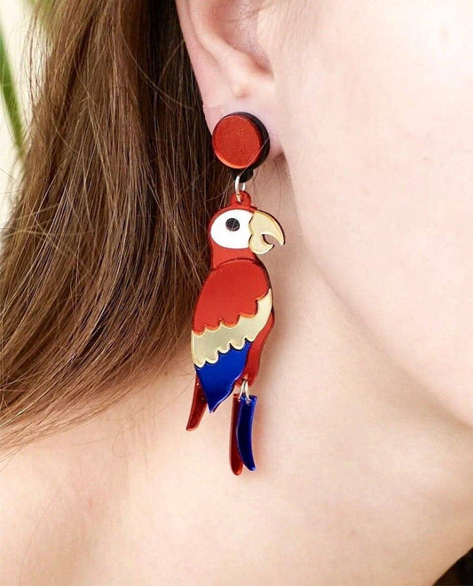 Yeganeh - Boucles d'oreilles Perroquet en Acrylique Organique