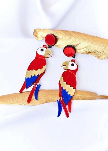 Yeganeh - Boucles d'oreilles Perroquet en Acrylique Organique