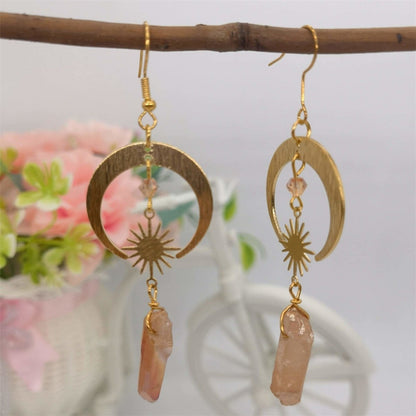 Homa - Boucles d'oreilles Lune Croissante en Quartz Mandarine