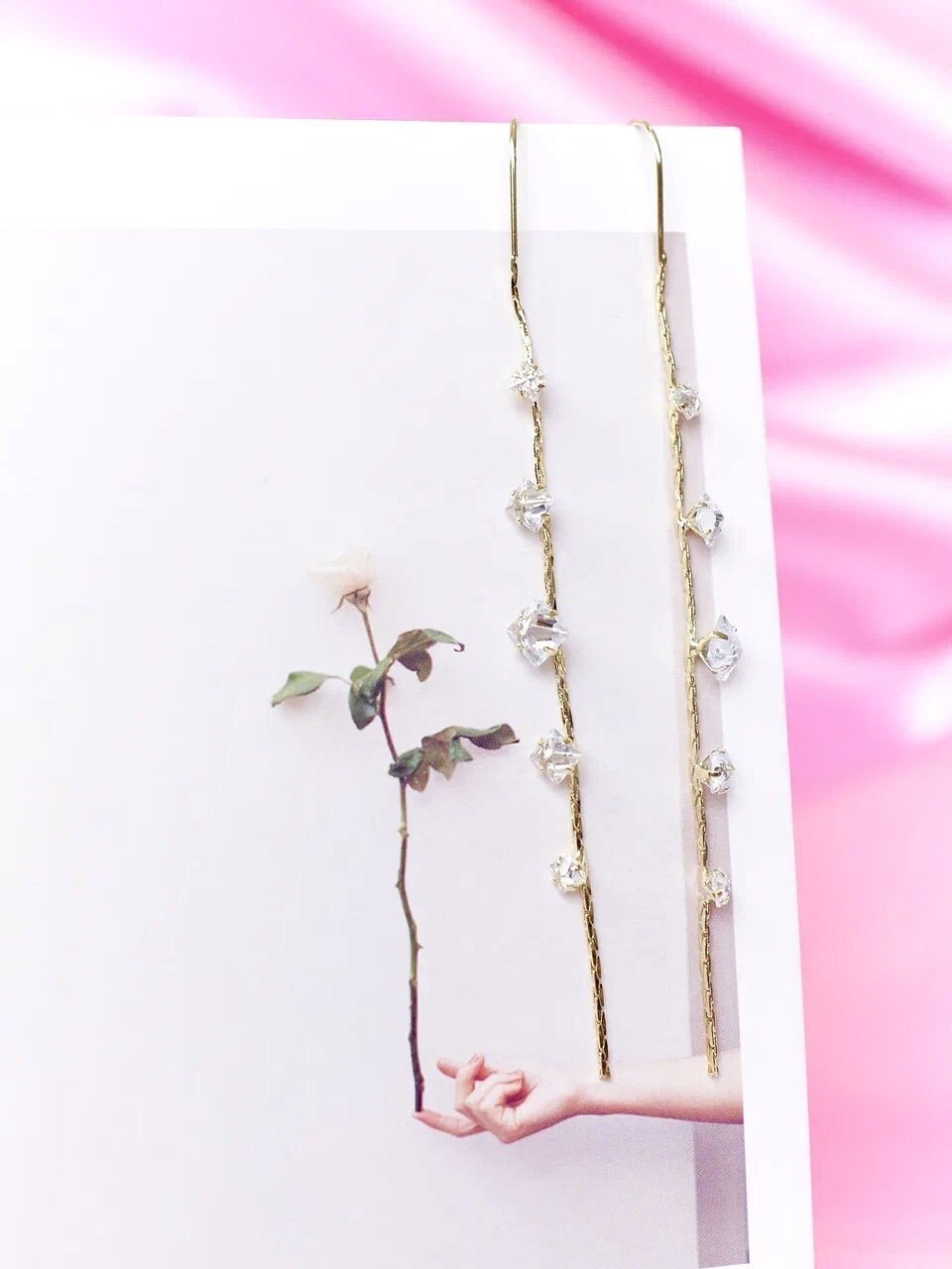 Jandi - Boucles d'oreilles Gouttes de Cristal Suspendues