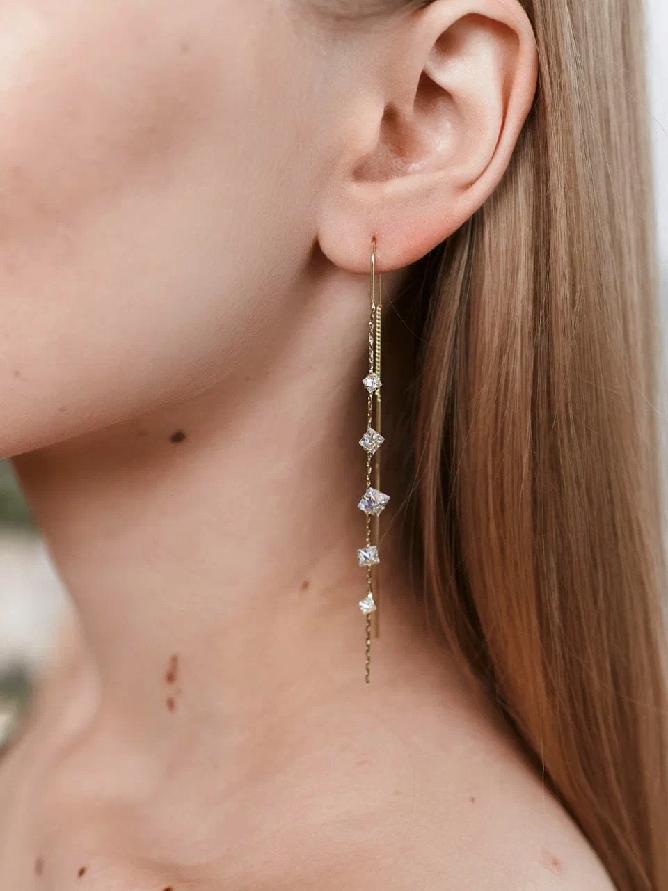 Jandi - Boucles d'oreilles Gouttes de Cristal Suspendues
