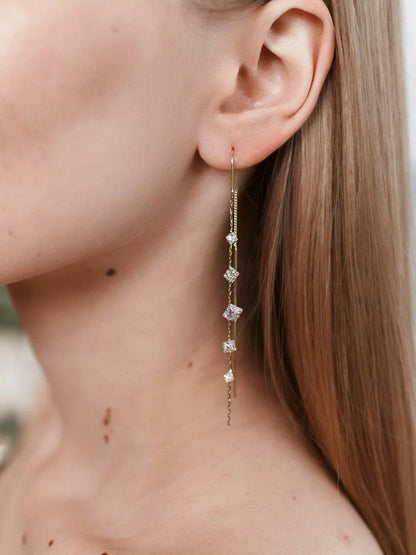 Jandi - Boucles d'oreilles Gouttes de Cristal Suspendues