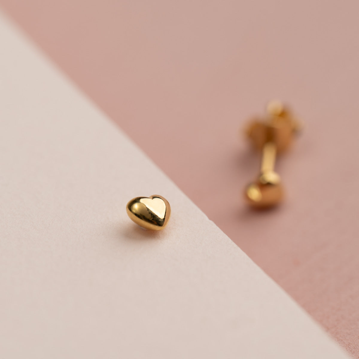 Eman - Boucles d'oreilles Clous Cœur Doré