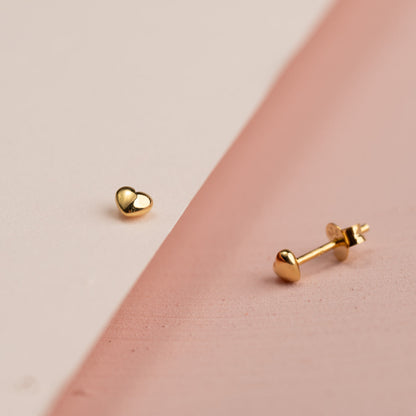 Eman - Boucles d'oreilles Clous Cœur Doré