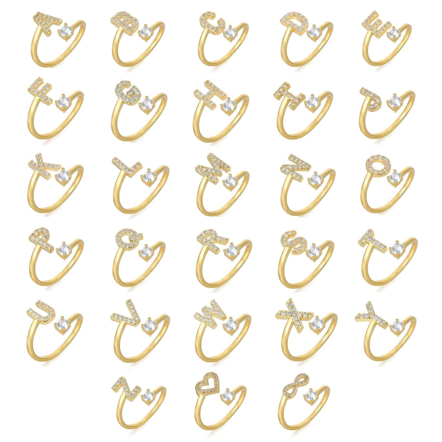 Hinako – Bague Initiale Ajustable Femme