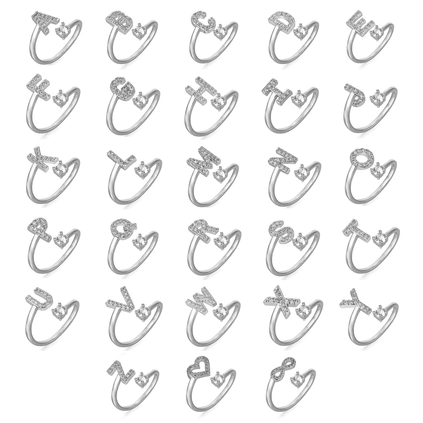 Hinako – Bague Initiale Ajustable Femme